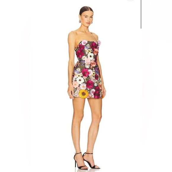 NWOT BRONX AND BANCO Bouquet Maraya Mini Dress in Black Multi, size S - Picture 2 of 16